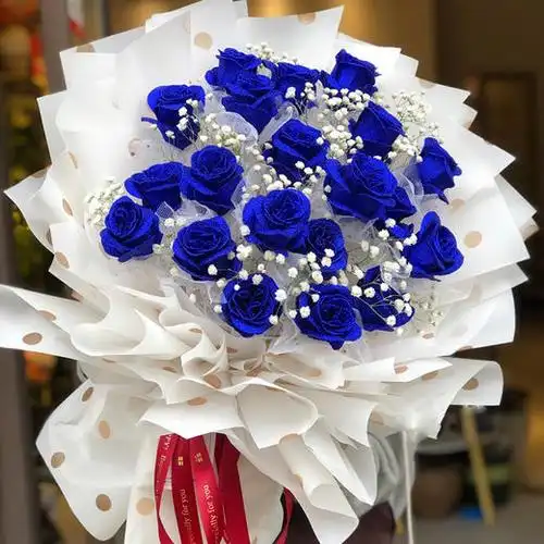 19朵蓝色妖姬生日蓝玫瑰送女朋友闺蜜老婆爱人女神节生日表白情人节