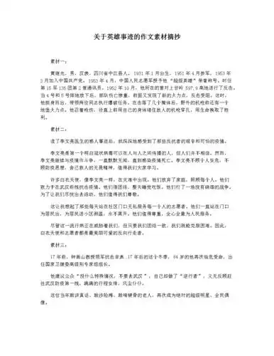 关于英雄事迹的作文素材摘抄.docx 2页