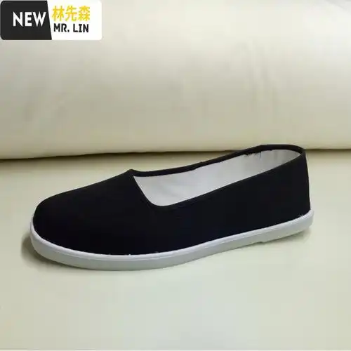 做白塑料底布鞋男女方口布鞋平绒方口田园低帮黑色帆布鞋一字扣帆布鞋