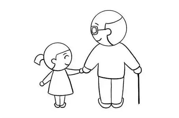 人物简笔画巧巧手幼儿手工网重阳节简笔画爷爷奶奶重阳节关爱老人简笔