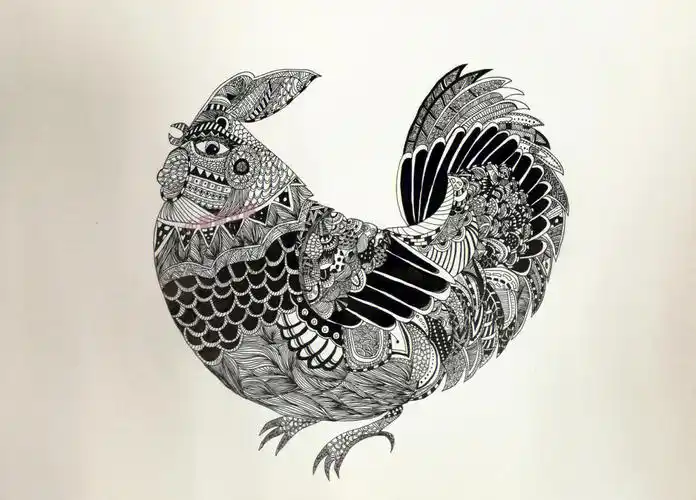 黑白装饰画临摹十二生肖附过程