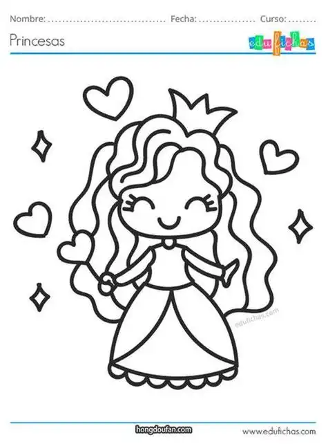 微笑的戴皇冠的美丽公主简笔画大全祝你生日快乐 过生日的小女孩简笔