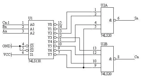 求用两片74ls138设计一个全加器的电路图?
