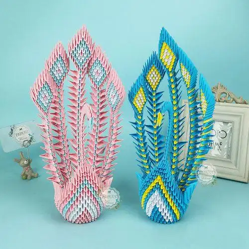 学生亲子寒假手工作业立体参赛展览作品孔雀三角插折纸材料包 小号一