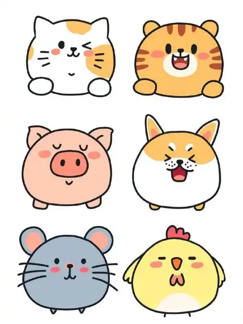 爱萌系小动物头像手帐简笔画,帮孩子马住简笔画素材吧!