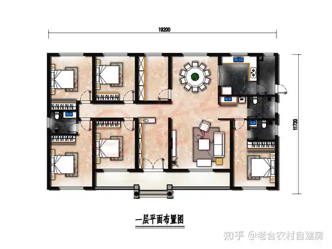 5房2厅茶室农村盖这样的一层小洋房建给老家的父母正合适
