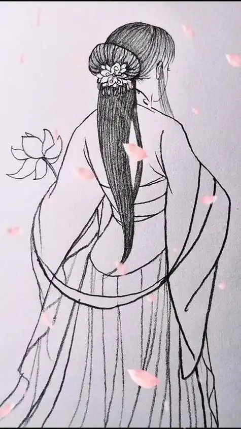 古风女子侧脸简笔画步骤