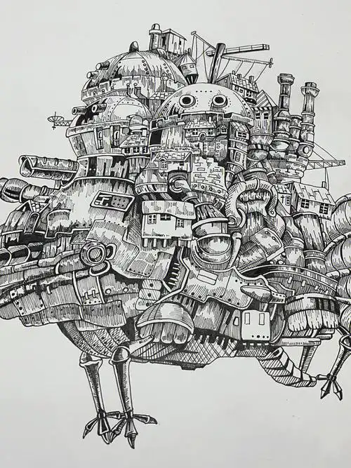 线描哈尔的移动城堡