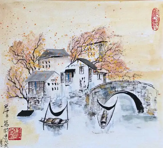 水乡古镇周庄.去周庄游玩看到有人卖的画,临摩!