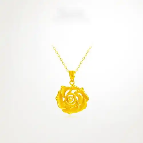 老凤凰黄金玫瑰花吊坠时尚项链送女友生日礼物女士送妈妈元旦送礼