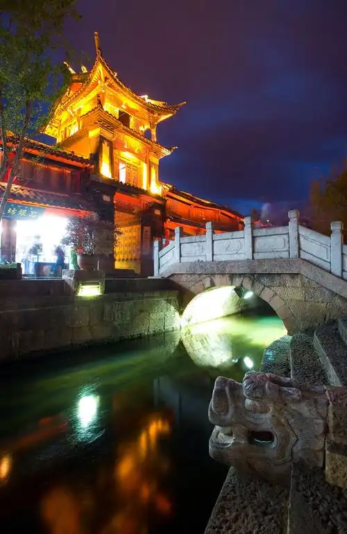 云南丽江古城夜景图片夜景云南丽江丽江古城