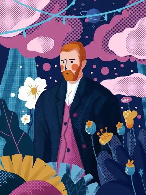 世界名画转插画——梵高自画像