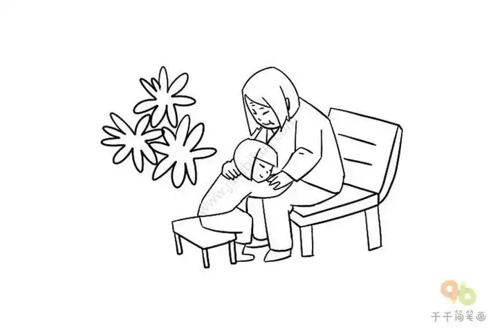 老人简笔画敬老院老人简笔画我照顾老人简笔画疫情看夕阳老人简笔画