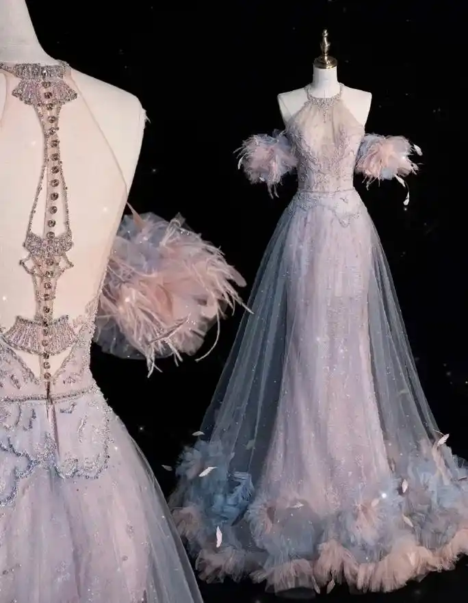 星空礼服馆.#bridal星空礼服馆 绝美挂脖礼服裙来啦~一 - 抖音