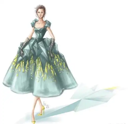 【笔尖时尚】 手绘插画 服装插画 素材 设计稿 服饰风尚 插画 | 仙裙