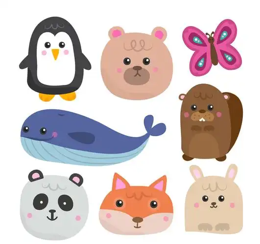 8款卡通动物设计矢量素材_矢量动物_懒人图库