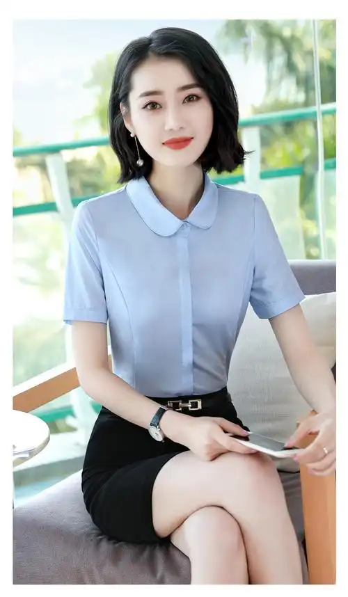 新款夏季白衬衫女短袖工作服正装职业修身韩版短袖衬衣ol女装白衬衫s