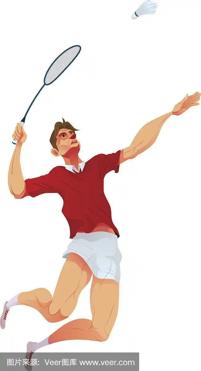 羽毛球运动员,矢量插图.