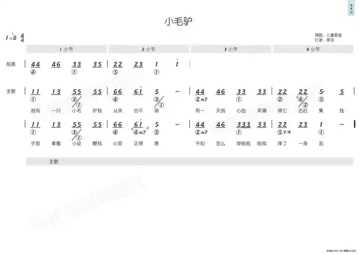 小毛驴(简和谱)_简谱