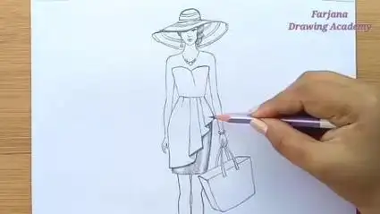 一步一步教你画帽子女孩全身铅笔素描