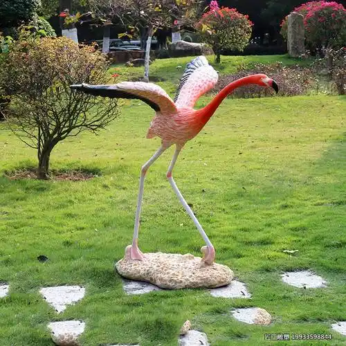玻璃钢仿真火烈鸟雕塑草坪动物模型摆件装饰