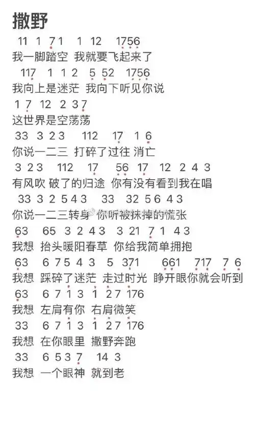 摩尔庄园手游撒野琴谱是什么?