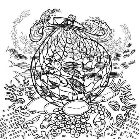 撒渔网的简笔画