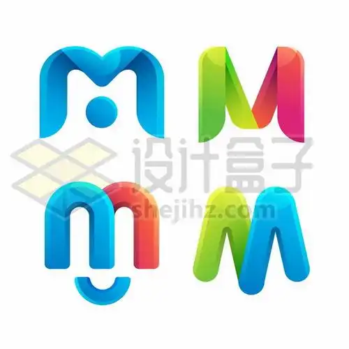 4款创意m字母logo设计元素182895免抠矢量图片素材 标志logo-第1张
