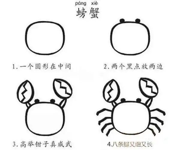 简笔画螃蟹的画法步骤图片