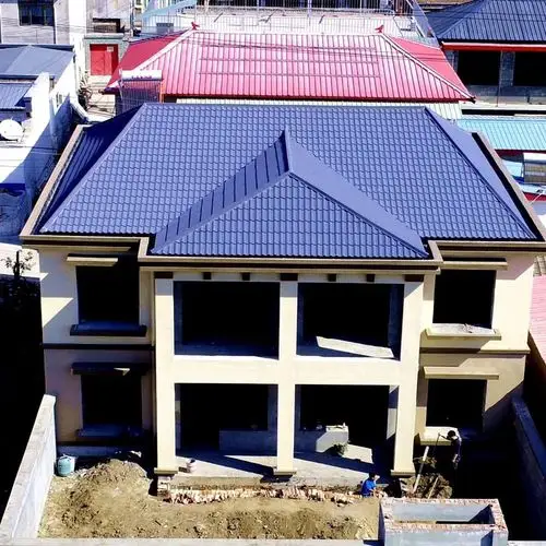 深罗马彩石金属瓦别墅屋面树脂瓦片防水屋顶镀铝锌钢板瓦