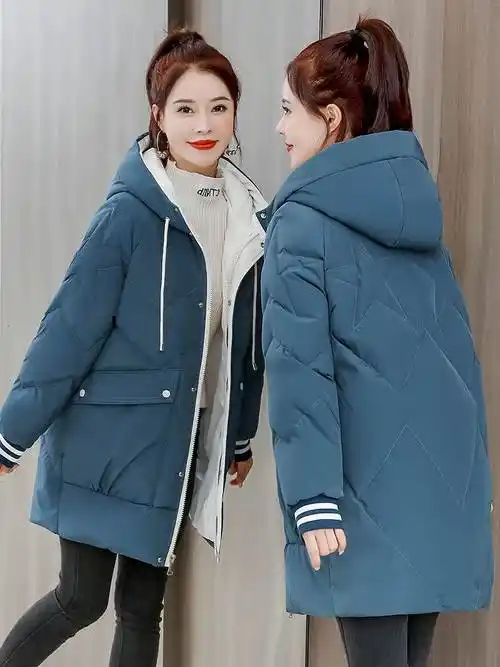 羽绒棉服女中长款冬季2021新款宽松棉衣女生休闲加厚棉袄爆款外套