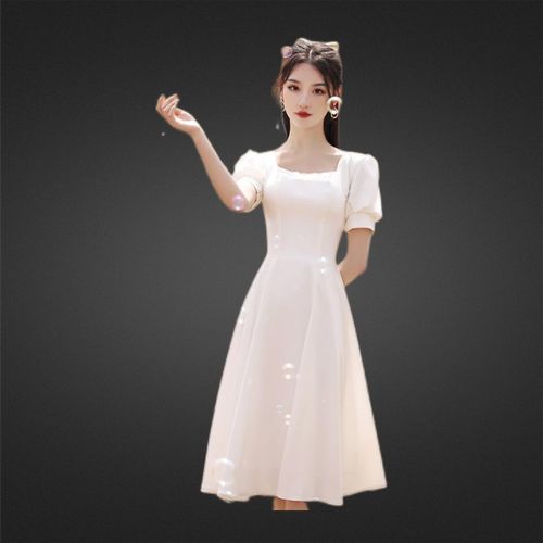 白色小晚礼服裙女领证登记连衣裙轻奢洋装小个子平时可穿订婚白裙