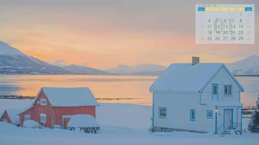 2021年1月冬天雪景风光日历,高清图片,电脑桌面-壁纸族