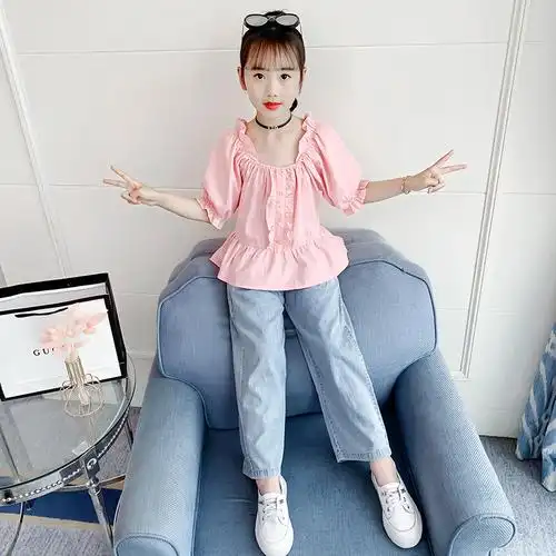 女童夏装套装2022新款儿童装洋气网红夏季大童女装女孩两件套12岁