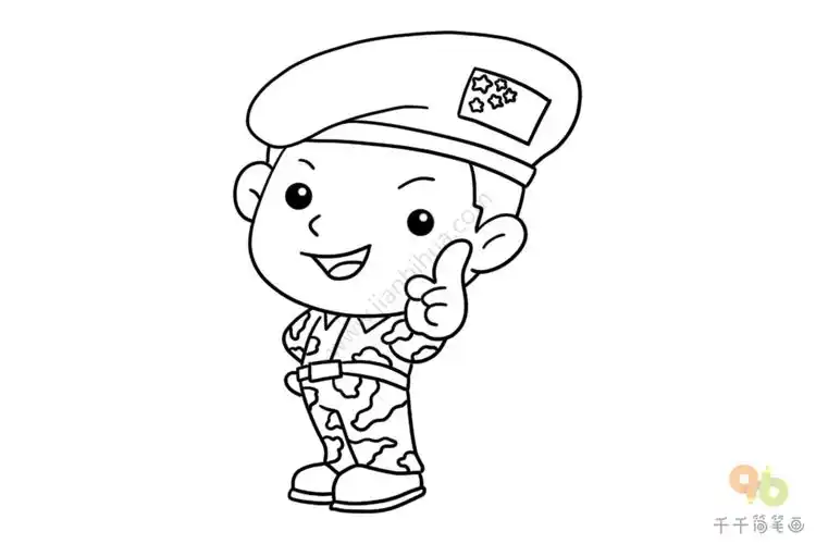 军人简笔画步骤图
