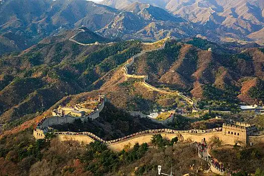 远眺,俯瞰,全景,早晨,阳光,朝霞,北京,八达岭长城,八达岭,长城,古建筑