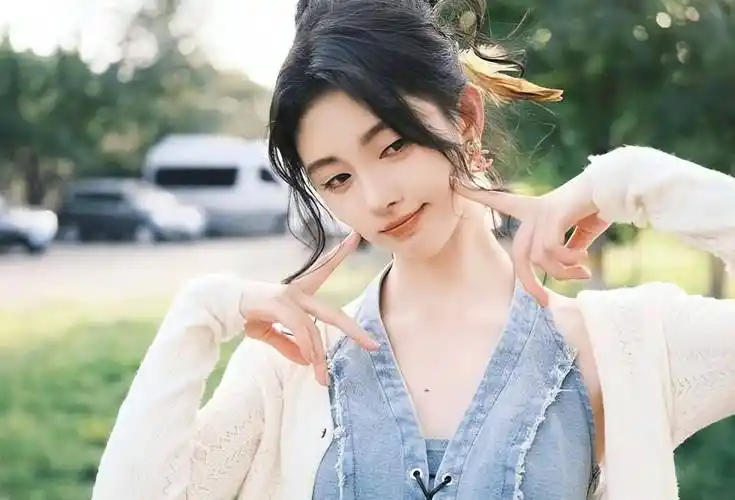 鞠婧祎牛仔吊带look,清新时尚怎么拍都好看,请美女多多营业_舞台_照片