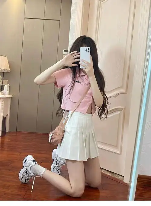 小由mona 白色短款百褶裙女高腰显瘦显高a字短裙子学院风jk半身裙