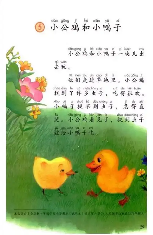 写美篇一,学习内容 1,观看微课学习课文《小公鸡和小鸭子》