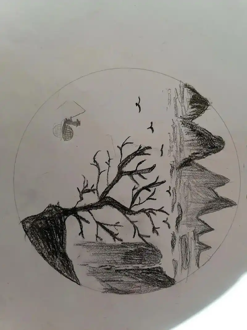 今天星期天,没课.我家二宝闲瑕时光的作品,素描山水画,美女图 - 抖音