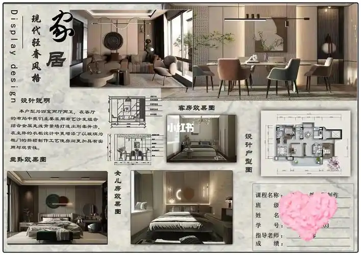 展板  #室内设计  #作业设计大赛  #现代轻奢  #家装工装室内3d效果