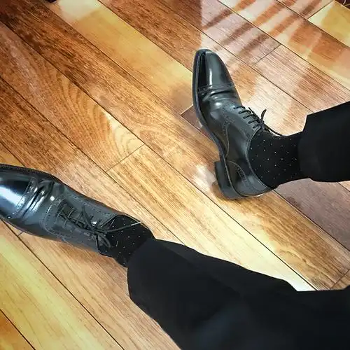 【5双商务袜男士】中长筒黑色波点绅士正装皮鞋袜子纯棉透气薄款