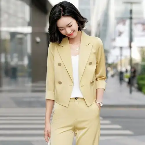 小个子高级感炸街西装套装女短款时尚春秋韩版休闲职业小西服外套