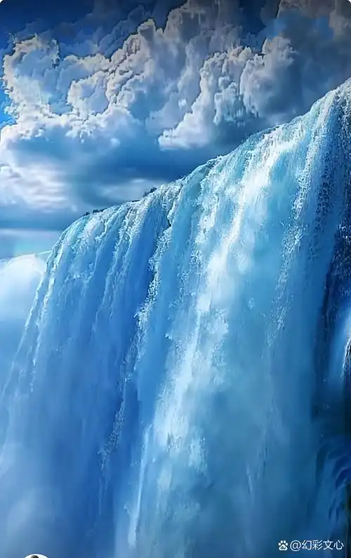 水花飞溅映日辉,云雾缭绕添神秘.自然之美令人醉,此景如画心已醉