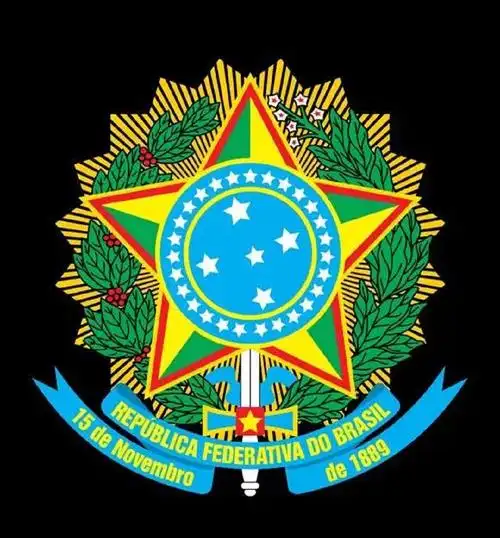 巴西国徽图案中间突出一颗大五角星,象征国家的独立和团结.