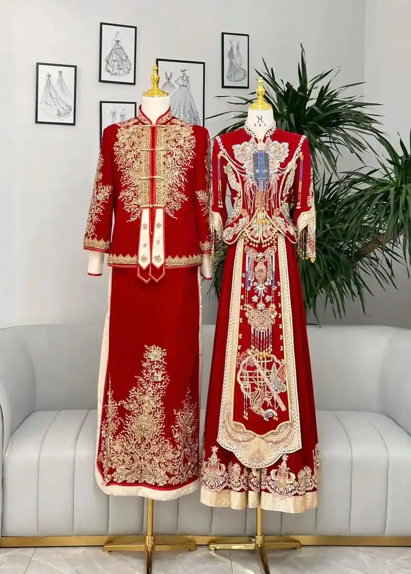 男女款秀禾搭配 你觉得哪组好看#中式嫁衣 #秀禾推荐 #秀禾 - 抖音