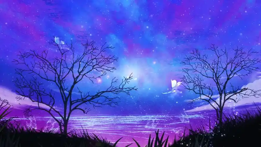 唯美梦幻星空粒子蝴蝶飞舞led背景视频
