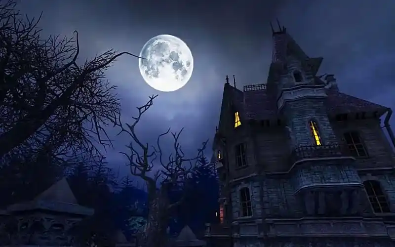 恐怖城堡,万圣节夜背景