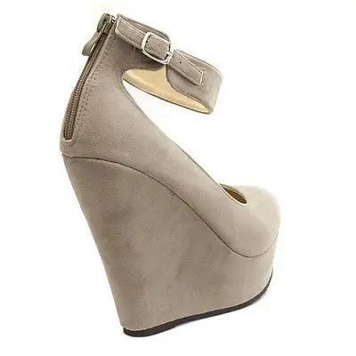 round toe ankle strap cuff platform wedge high heel pump shoe us