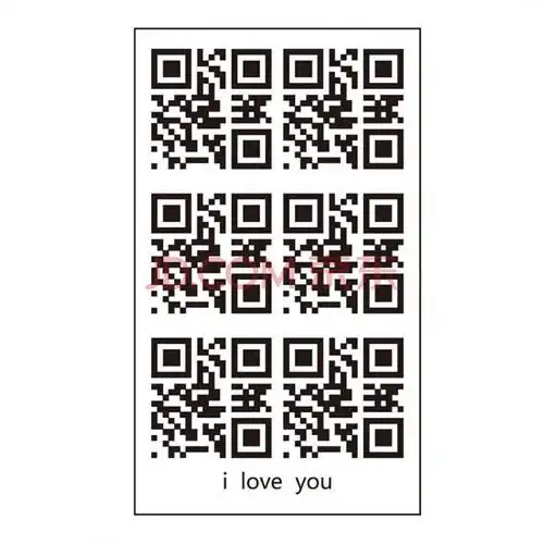 扫的告白纹身贴防水男女创意防晒手套 5张我爱你二维码-(一张有6个码)